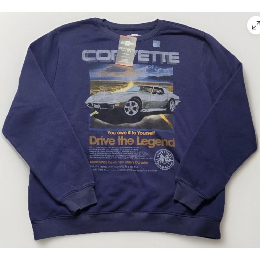 NWT‎ Men's CHEVROLET Corvette Navy Crewneck Sweater XL